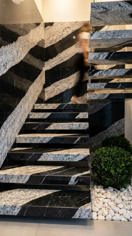 Escalera con escalones de piedra